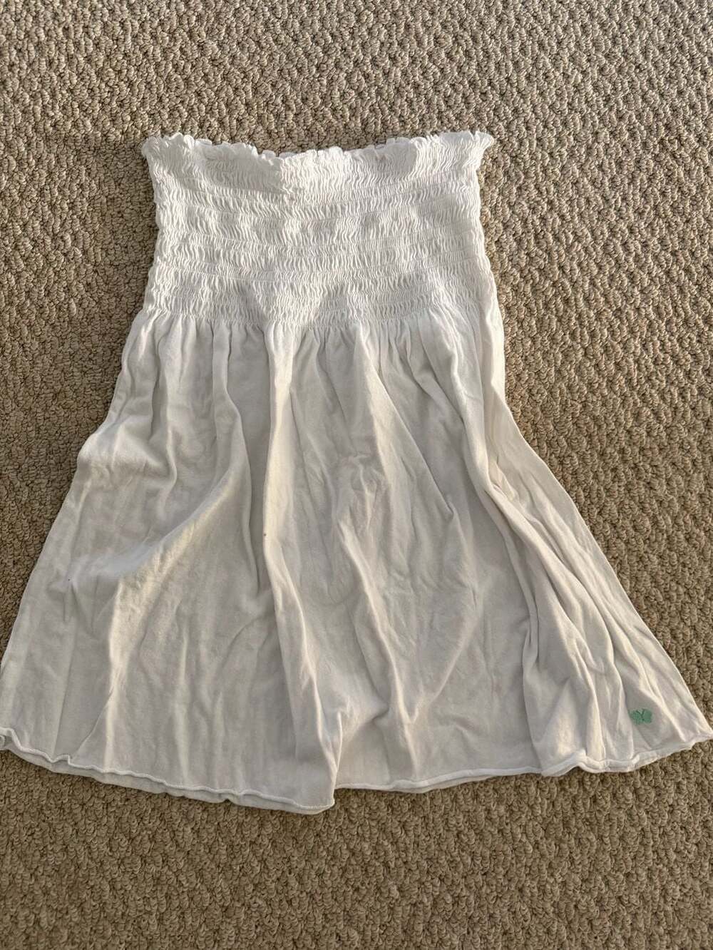 Aeropostale White Smocked Strapless Tube Top Mini Dress Size S